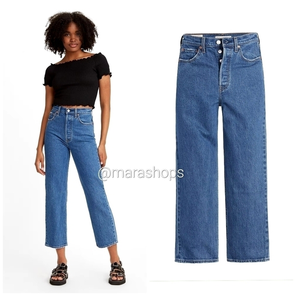 Levi's Ribcage Straight Ankle Jeans - Picture 1 of 6